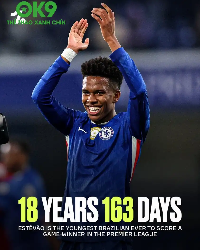 Estevao chính thức trở thành cầu thủ Brazil trẻ nhất ghi bàn quyết định tại Ngoại hạng Anh (Ảnh: OneFootball).